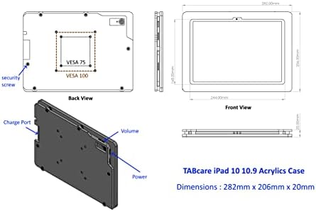 Anti-Theft Acrylic VESA Enclosure for Apple iPad 10 10.9" 2022, iPad 11" 2025 A16 with Free Wall Mount Kit & 90-Degree Angle USB C Charge Cable (White) - Image 3
