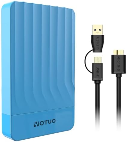 YOTUO 320GB External Hard Drive, Portable Storage Expansion HDD, USB 3.0 & USB-C for PC, Mac, Desktop, Laptop, Smartphone, PS4, Xbox One, Xbox 360, Office & Game, Blue by YOUTO