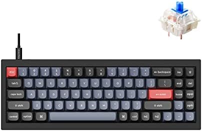 Keychron Q7 Wired Custom Mechanical Keyboard, 70% Layout QMK/VIA Programmable Macro with Hot-swappable Gateron G Pro Blue Switch Double Gasket Compatible with Mac Windows Linux (Black - New) by Keychron