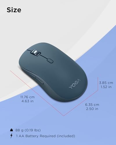 Lenovo Yoga Bluetooth Silent Mouse, 3 Level DPI Adjustment, 36 Month Battery Life, Bluetooth 5.3, 3 Device Paring, Whisper Quiet, Programmable Buttons, Smooth Finish, Tidal Teal - Image 6