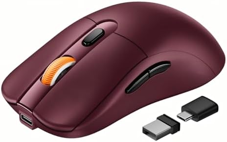 ProtoArc EM15 USB C Mouse, Tri-Mode Bluetooth Mice for Laptop, Wine Red by ProtoArc