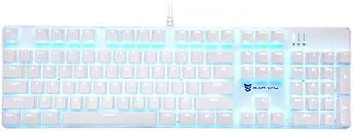 Merdia 104 Keys Full Size Mechanical PC Gaming Keyboard | Brown Switch Hot Swappable White Mechanical Wired Computer Keyboards | Ice Blue LED Backlit 104 Keys US Layout Light Up Wired Gaming Keyboard by Merdia