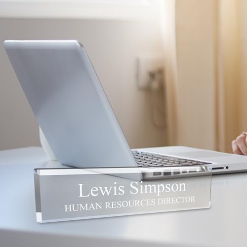 Signs ByLITA Personalized Clear Acrylic Desk Name Plate 2" x 8" - Office Desk Accessories Décor - Image 4