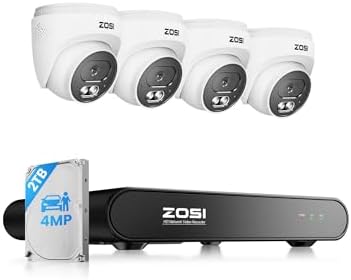 ZOSI C220 8CH 5MP NVR with 4 x 4MP Audio PoE CCTV Camera System, 2TB HDD by ZOSI
