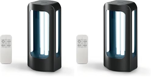 SANSI UV Sanitizer Light, 18W Ultraviolet Sanitizer, Portable 254nm Wavelength UVC Cleaning Lamp with 3-Level Timer and Remote Control, 99.99% UV Light Ozone Free for Whole Room (Pack of 2) by SANSI
