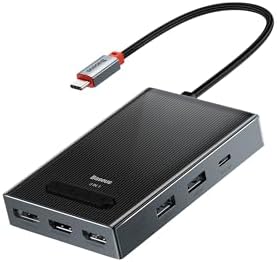 Baseus Docking Station, Quadruple Display 8K@30Hz DisplayPort & 4k HDMI, VGA, USB A 3.0 Ports, USB C 20W Output, 100W PD, USB C Docking Station Compatible for Dell/HP/Mac/Microsoft/ASUS and More by Baseus