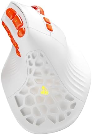 SOLAKAKA E9 PRO Vertical MMO Gaming Mouse - Ergonomic Wireless Mouse with 10 Side Buttons,PAW3395 36000 DPI Sensor,45°Grip,Tri-Mode 2.4G/BT/Wired, RGB,1000mAh Rechargeable Mouse for PC/Mac - White by SOLAKAKA