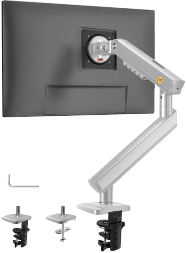 NB SmooVex™ Single Computer Monitor Mount, Monitor Stand fits up to 32 Inch, Mechanical Spring Monitor Arm, VESA 75/100 mm, Model-A5 (Silver) by NBERGONOMIC