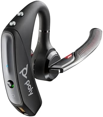 Poly Voyager 5200 Wireless Headset (Plantronics) - Single-Ear Bluetooth Headset w/Noise-Canceling Mic - Ergonomic Design - Voice Controls - Lightweight - Connect to Mobile/Tablet via Bluetooth by Poly