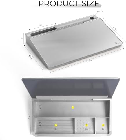 TOWON Glass Desktop Whiteboard with Storage 12x7 in, Metallic Silver - Image 6