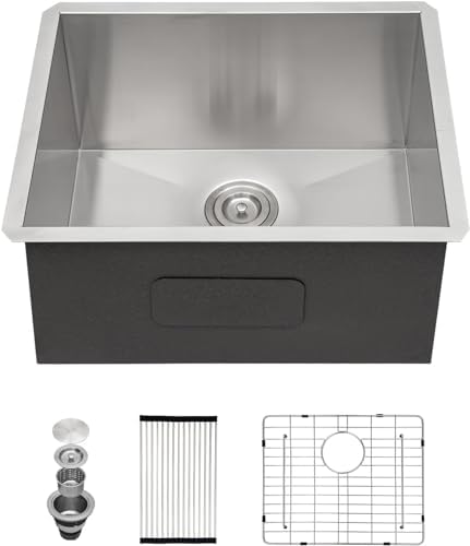 Mocoloo 21 Inch Laundry Sink - 21 x 18 Undermount Utility Sinks 16 Gauge Single Bowl Stainless Steel Utility Sink 12 Inch Deep Laundry Room Sinks Under Counter Seamless Handmade Basin by MocolooHome
