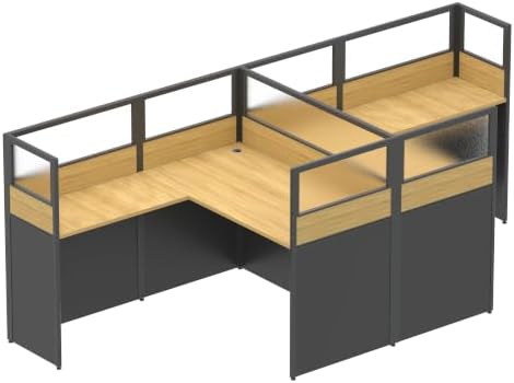 Nykto Office CubicleDesk with Mute Privacy Panels (B2 Person-F, Walnut) - Image 2