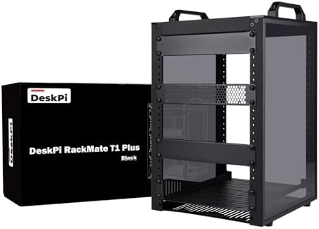 GeeekPi 8U Server Rack Cabinet, DeskPi RackMate T1 Plus,10 inch Network Rack for Servers, Network, A/V Equipment, 10.23inch/260mm Depth (Black) by GeeekPi