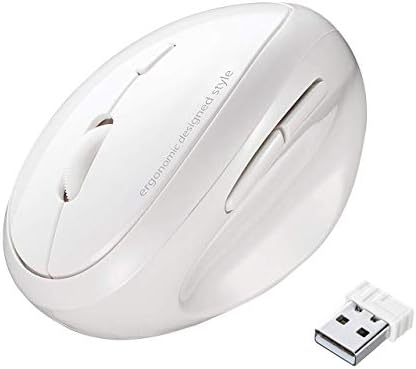 SANWA 2.4G Wireless Ergonomic Mouse White, Vertical Optical Ergo Mouse Small Hands, Cordless Mice for Wrist Pain, 800/1200/1600 DPI, 5 Buttons, Compatible Mac, Windows, PC, Desktop by SANWA