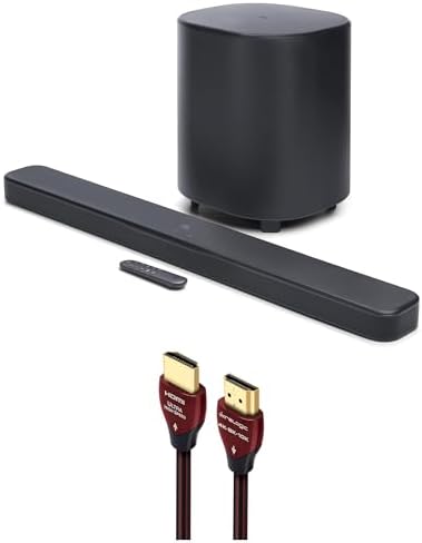 JBL BAR-500-MK2 Dolby Atmos Soundbar and 10" Wireless Subwoofer with a WireLogic Ruby 8ft Ultra High Speed 4K-8K-10K HDMI Cable (2025) by JBL