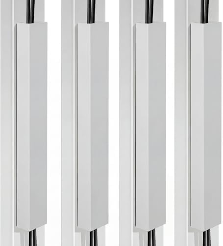 Blulu 4 Pack Steel Magnetic 14 Inch Cable Management Channel for Under Desk Leg Vertical Wire Hider Cover Cable Desk Organizer No Drill Cord Organizer Cord Hider Management for Home Office (White) by Blulu