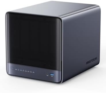 MINISFORUM N5 Pro 5-Bay Desktop AI NAS, AMD Ryzen AI 9 HX PRO 370(12C/24T) CPU, 16GB DDR5, 128G SSD, 1x10GbE, 1x5GbE, 2xUSB4, 8K HDMI, OCuLink, 1xM.2+2xU.2/M.2 Slot, Network Attached Storage(Diskless) by MINISFORUM