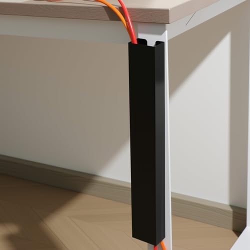 Blulu 4 Pack Steel Magnetic 14 Inch Cable Management Channel for Under Desk Leg Vertical Wire Hider Cover Cable Desk Organizer No Drill Cord Organizer Cord Hider Management for Home Office (Black) - Image 4