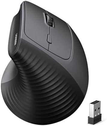 UGREEN 2.4G Mouse Wireless Vertical Ergonomic Mouse, Adjustable DPI Office Cordless 6 Buttons, Computer Mouse with 1000/1600/2000/4000 DPI for Windows/Mac OS etc by UGREEN