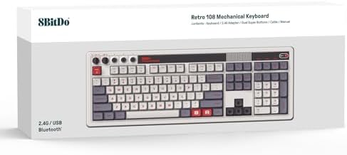 8BitDo Retro 108 Mechanical Keyboard with 108 Keys and Integrated Numpad, Bluetooth/2.4G/USB-C Hot Swappable Wireless Gaming Keyboard for Windows and Android - N Edition - Image 5