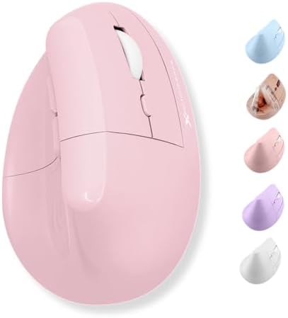 X9 Performance Wireless Vertical Ergonomic Mouse - (BT + 2.4Ghz) - Click in Comfort - Up to 4000 DPI, 6 Button, Rechargeable - Bluetooth Ergonomic Vertical Mouse Wireless - for Mac and PC - Pink by X9Performance