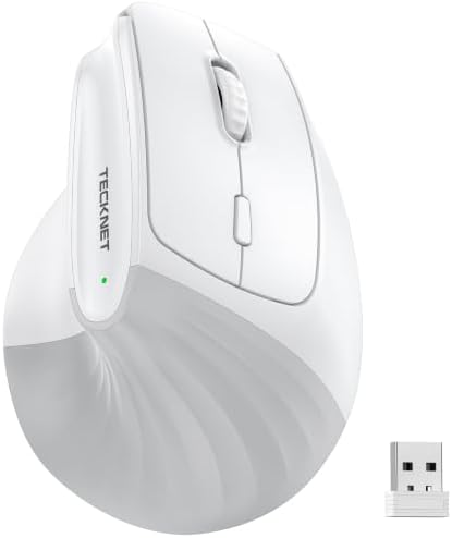 TECKNET Vertical Ergonomic Wireless Bluetooth Mouse, Silent Rechargeable Bluetooth Mouse(BT 5.0/5.0+2.4G), 5-Level 4800 DPI, 200H Long Battery Life, Compatible with Windows/Mac/Linux/Android/Chrome by Tecknet