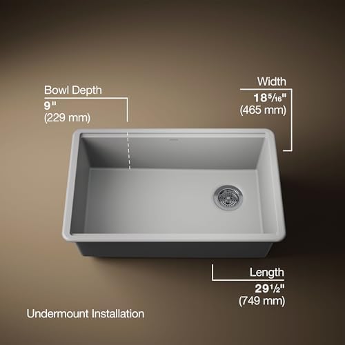 Kohler 33712-PC-CM4 Billings® 29" undermount single-bowl workstation kitchen sink, Matte Grey - Image 3