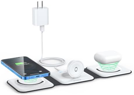 3 in 1 Wireless Charging Station for Apple,Foldable Magnetic Travel Charger by RTOPS
