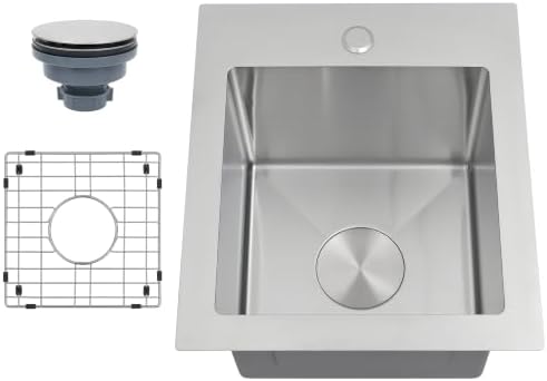 Drop In Bar Sink 17 X 19 inch,16 Gauge Stainless Steel Bar Sink by Lonsince