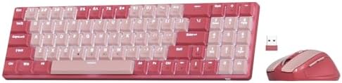 Redragon BS135 Wireless Keyboard and Mouse Combo, 75% 78 Keys 2.4Ghz Wireless Low-Profile Mechanical Keyboard w/Rechargeable Battery, Single Blue Blacklight, 2400 DPI Ergonomic Mouse by REDRAGON