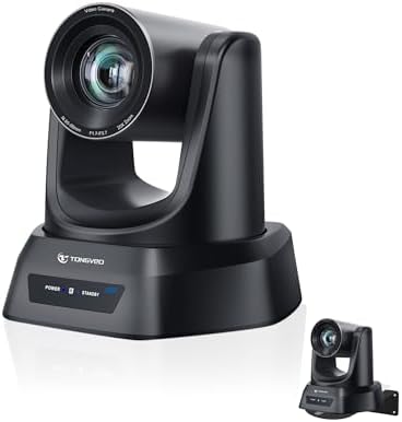 TONGVEO 4K AI PTZ Camera with Auto Tracking and 20X Optical Zoom, Conference Room Webcam with HDMI/USB3.0/LAN/PoE, Ideal for Church Worship, Zoom Meetings, Live Streaming and Education by TONGVEO