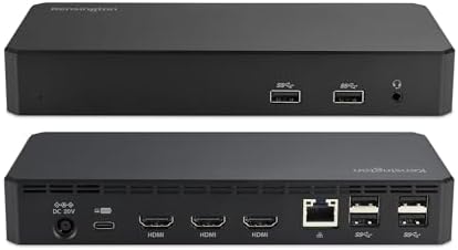 Kensington SD4760P 11-in-1 USB-C Docking Station Triple Monitor DisplayLink, 3xHDMI, 100W Charging for Laptop, 6xUSB A, Ethernet, Audio, for Mac and Windows Driver Require K33622NA, Black by Unknown