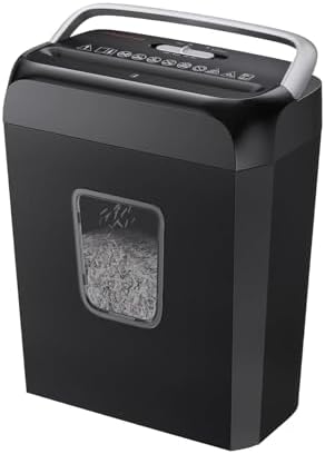 Bonsaii Paper Shredder for Home Office, 6-Sheet Cross-Cut, Shreds Paper, Credit Cards, Mail, Staples & Clips, 3.4-Gallon Clear Bin with Handle by bonsaii