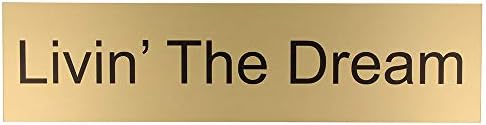 ExcelMark Livin' The Dream Desk Plate – 2"x 8"Novelty Name Plate – Gold Name Plate with Black Desk Holder - Image 2