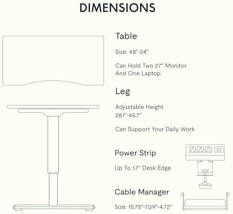 FLEXISPOT EN2 48"x24" Bamboo Electric Standing Desk with Power Strip - Image 6