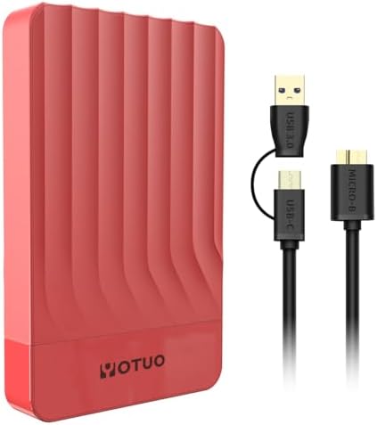 YOTUO 500GB External Hard Drive, Portable Storage Expansion HDD, USB 3.0 & USB-C for PC, Mac, Desktop, Laptop, Smartphone, PS4, Xbox One, Xbox 360, Office & Game, Red by YOUTO