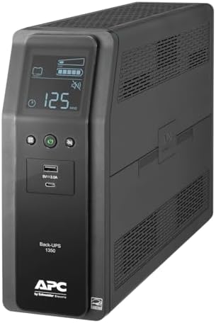 APC 1350VA UPS Battery Backup & Surge Protector, Backup Battery Power Supply with AVR, Dataline Protection, BN1350M2R (Renewed) by Amazon+Renewed