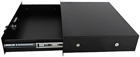 2U Server Cabinet Case 19 Inch Rack Mount Lockable Drawer with Key, Server Cabinet Case 19 Inch Rack Mount DJ Locking Lockable Deep Drawer with Key, Rack Mount Drawer for 19-Inch Server Cabinet Case - Image 2