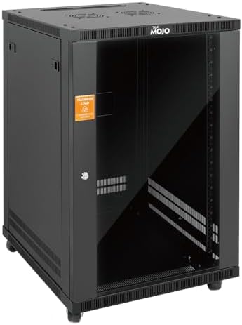Tecmojo 18U Wall Mount Rack,18U Rack 23.6 Inch Depth,Hold Up to 176 Lbs,Server Rack with Casters,Enclosed Network Cabinet for 19 Inch Network,Server and AV Gear,Glass Door(Elite Collection) by Tecmojo