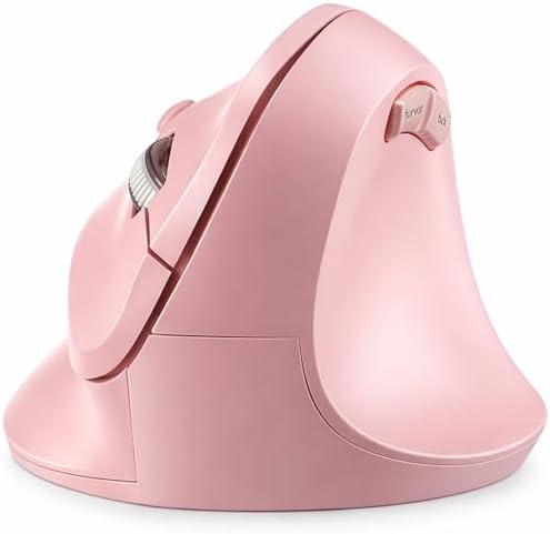 Wireless Ergonomic Mouse, Bluetooth and 2.4GHz USB-A Wireless Vertical Mouse, 800/1200/1600 Adjustable DPI, Quiet Clicks,6 Buttons, Compatible for Laptop/MacBook/PC/Desktop-Pink by Unknown