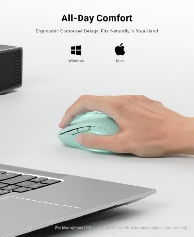USB Wireless Mouse for Laptop PC Mac, 2.4GHz Cordless Mouse-Mint Green - Image 5