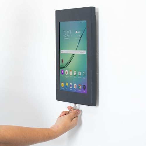 Mount-It! Lockable Tablet Wall Mount for Samsung, Flush Low-Profile, Black - Image 2