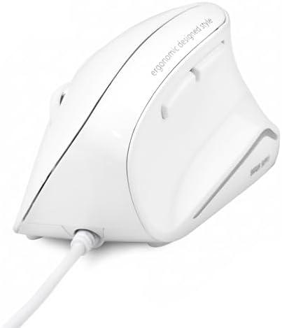 SANWA Wired Ergonomic Vertical Mouse, Silent & Programmable Buttons, White by SANWA