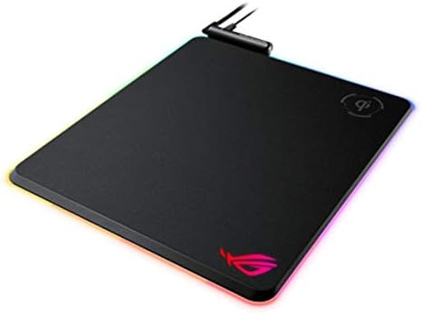 ASUS ROG Balteus Qi Vertical Gaming Mouse Pad with Wireless Qi Charging Zone, Hard Micro-Textured Gaming Surface, USB Pass-Through, Aura Sync RGB Lighting and Non-Slip Base (12.6” X 14.6”) (Renewed) by Amazon+Renewed