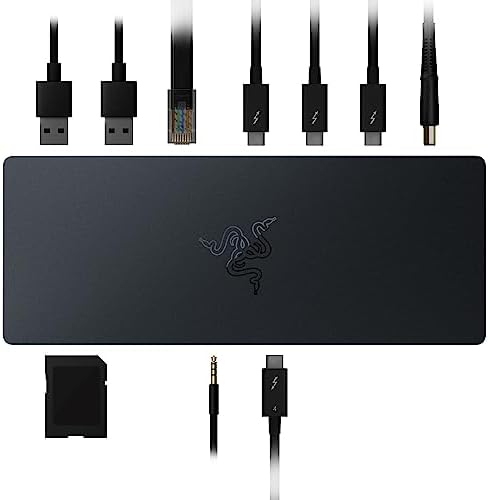 Razer Thunderbolt 4 Dock: 10 Ports in 1-Dual 4K or Single 8K Video Output-USB A and C Hub,2.5 GbE Thunderbolt 3,Mac,and PC Compatible-Thunderbolt 4 Certified-Passthrough Charging-Chroma (Pack of 3) - Image 7