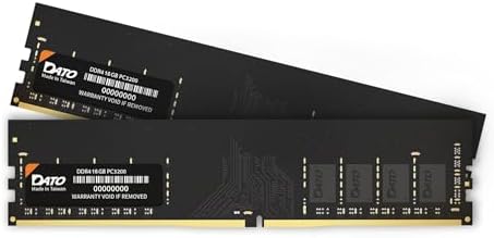 DATO 32GB (16GBx2) RAM, DDR4 3200MHz PC4-25600 CL22 1.2V 288-Pin Non-ECC unbuffered dimm, Desktop Memory Module by DATO