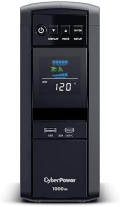 CyberPower CP1000PFCLCDTAA PFC Sinewave UPS System, 1000VA/600W, 10 Outlets, AVR, Mini Tower, TAA Certified by Unknown