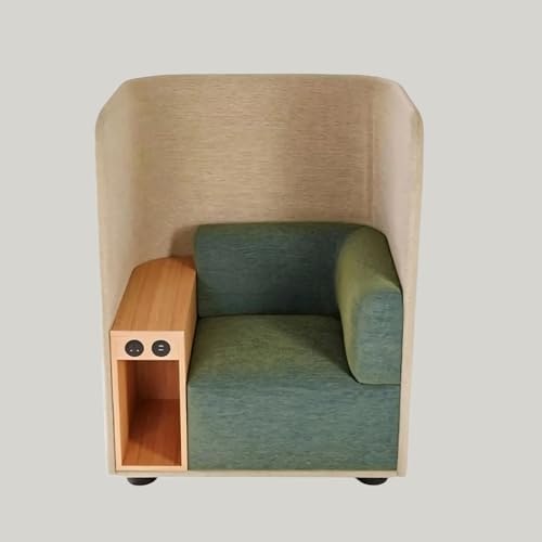 Privacy Seat - Modern Office Guest & Reception Chair with High Partition Backrest, Side Table with Power Outlet, Thick Cushioned Privacy Seat for Meeting & Waiting Areas (Green) by X-Comfot