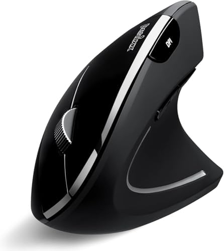 Perixx PERIMICE-813B Bluetooth Vertical Mouse - Wireless 3-in-1 Multi-Device Technology - Travelling Carry Bag - Black - Right Handed by PerixxComputerGmbH