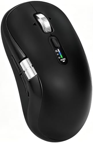 Wireless Bluetooth Multi-Device mouse with 7 Programmable Buttons(Mac/Windows), 4-way Navigation Scroll, 5 level DPI, Side Scroll, Quiet Click Mice for Computer, Laptop, PC, iPad, Tablet, MacBook. by INFINMIND